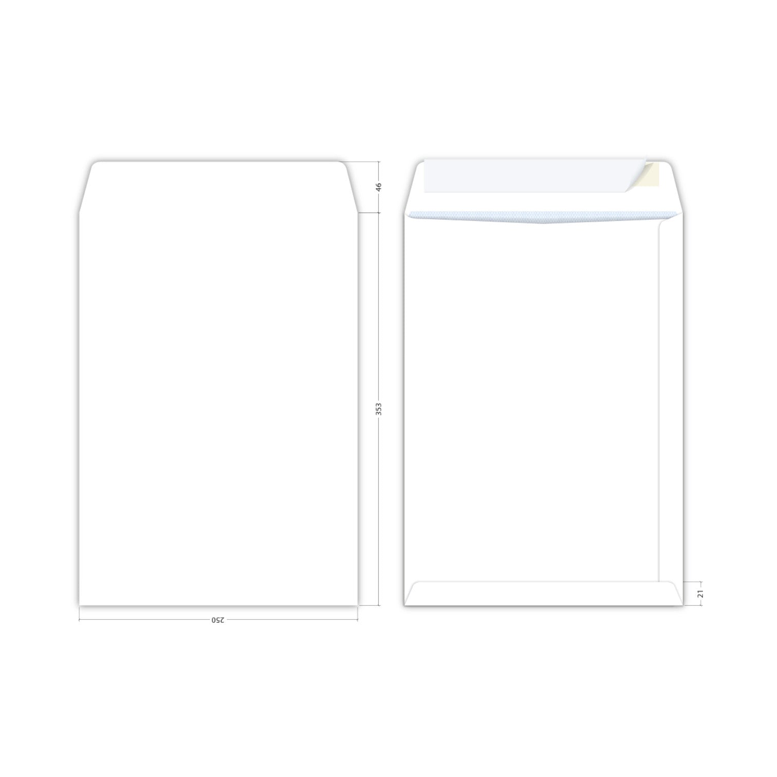 Koverta bela B4 250x353mm samolepljiva 80gr